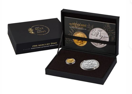 2026 Best of the Mint 1916 Mercury Dime Gold Coin & Medal 26BM1 OGP