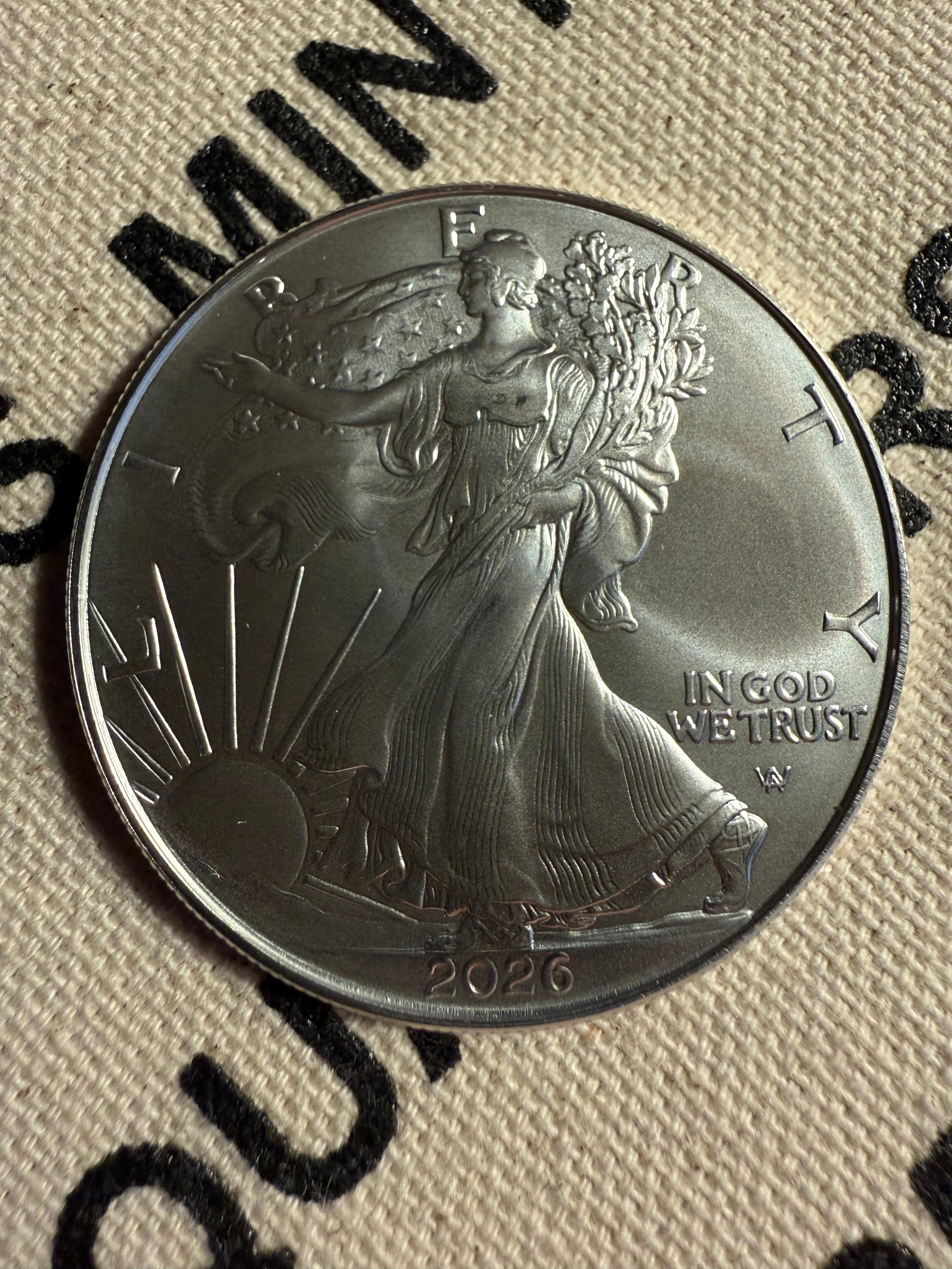 2026 American Silver Eagle 1 oz BU coin, obverse showing Walking Liberty design
