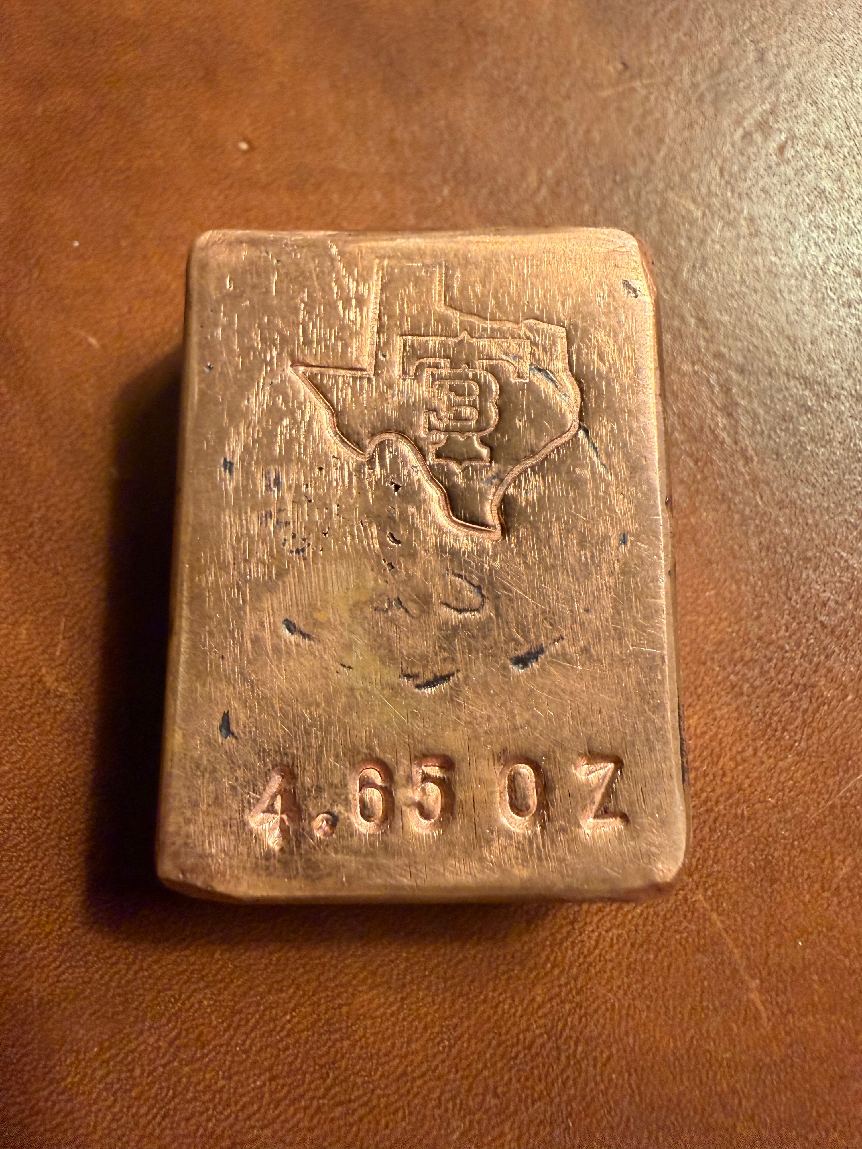 5oz Stacker Starter Copper Bar - 4.65oz, Vintage, Hand Poured, Sand Cast .999 Copper Bar