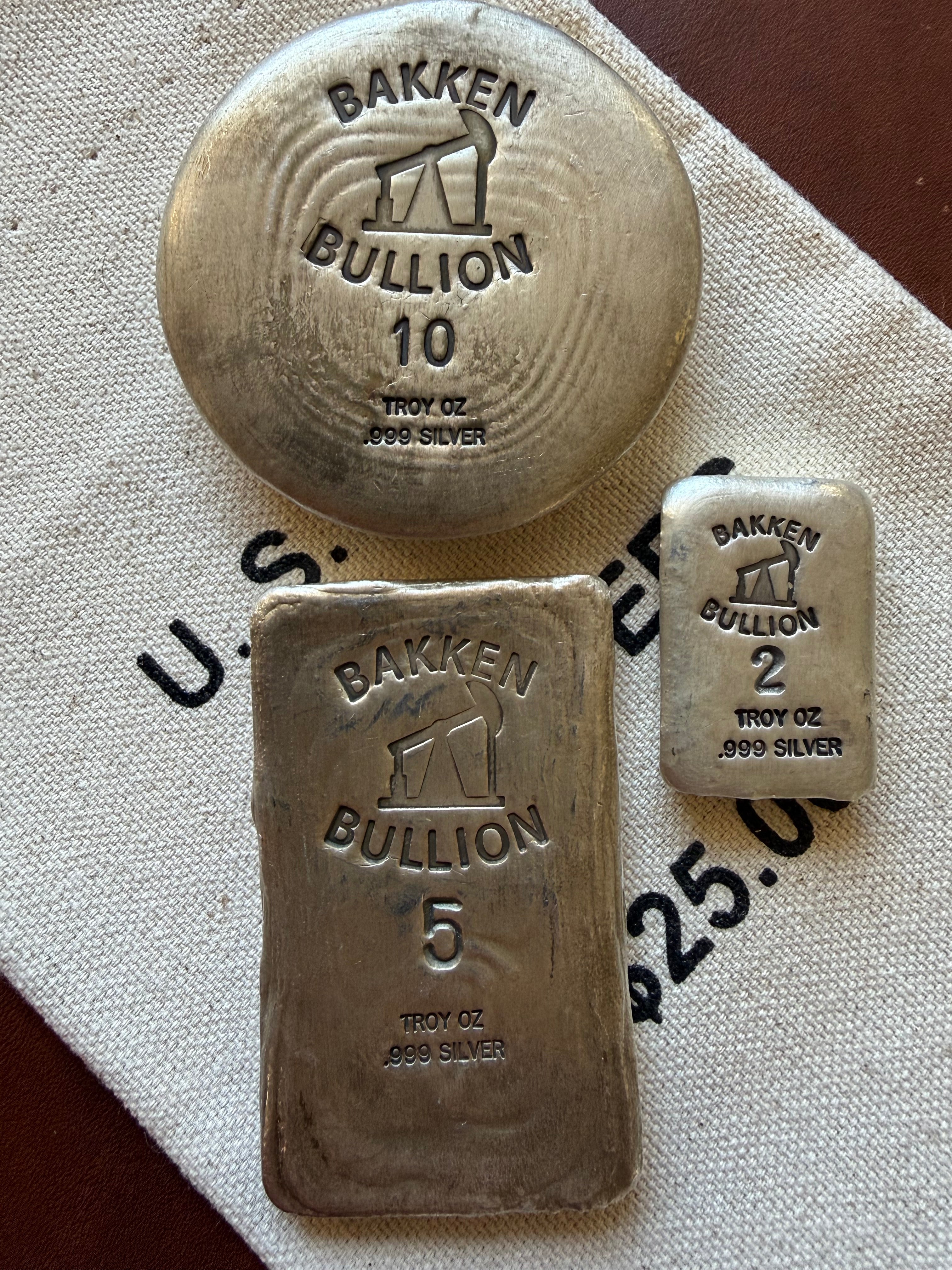 Bakken Bullion Silver Round - 10ozt, Artisan, Hand Poured, Pumpjack logo