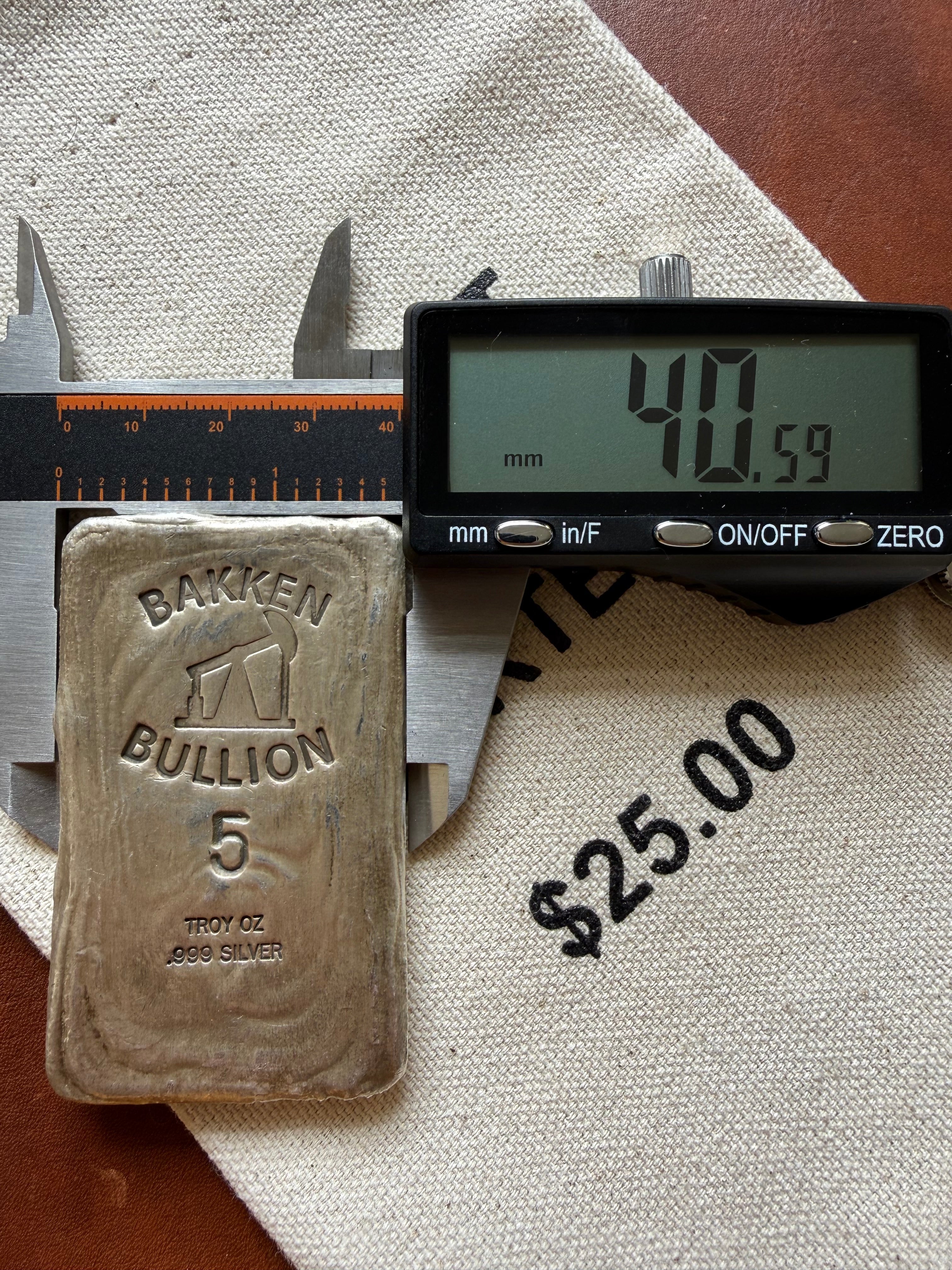 Bakken Bullion Silver Bar - 5ozt, Artisan, Hand Poured, Pumpjack logo