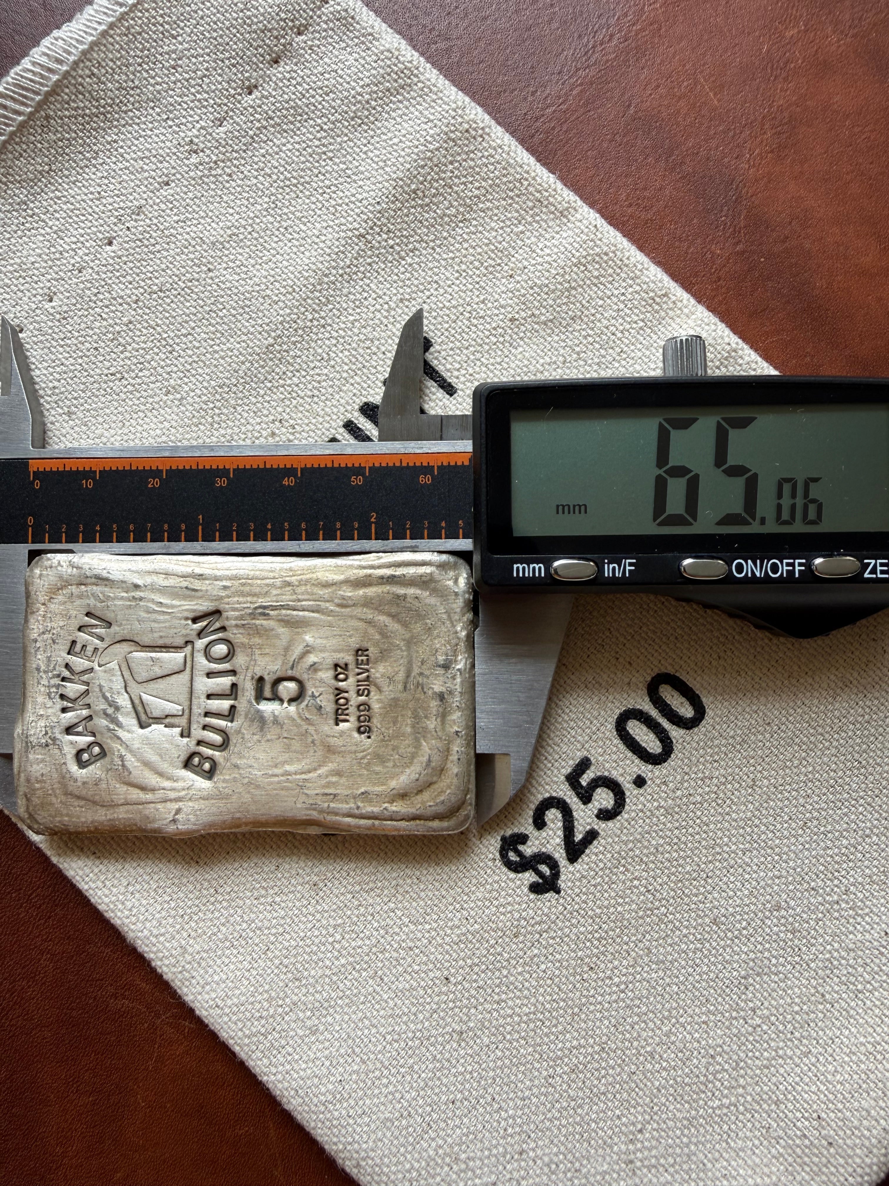 Bakken Bullion Silver Bar - 5ozt, Artisan, Hand Poured, Pumpjack logo