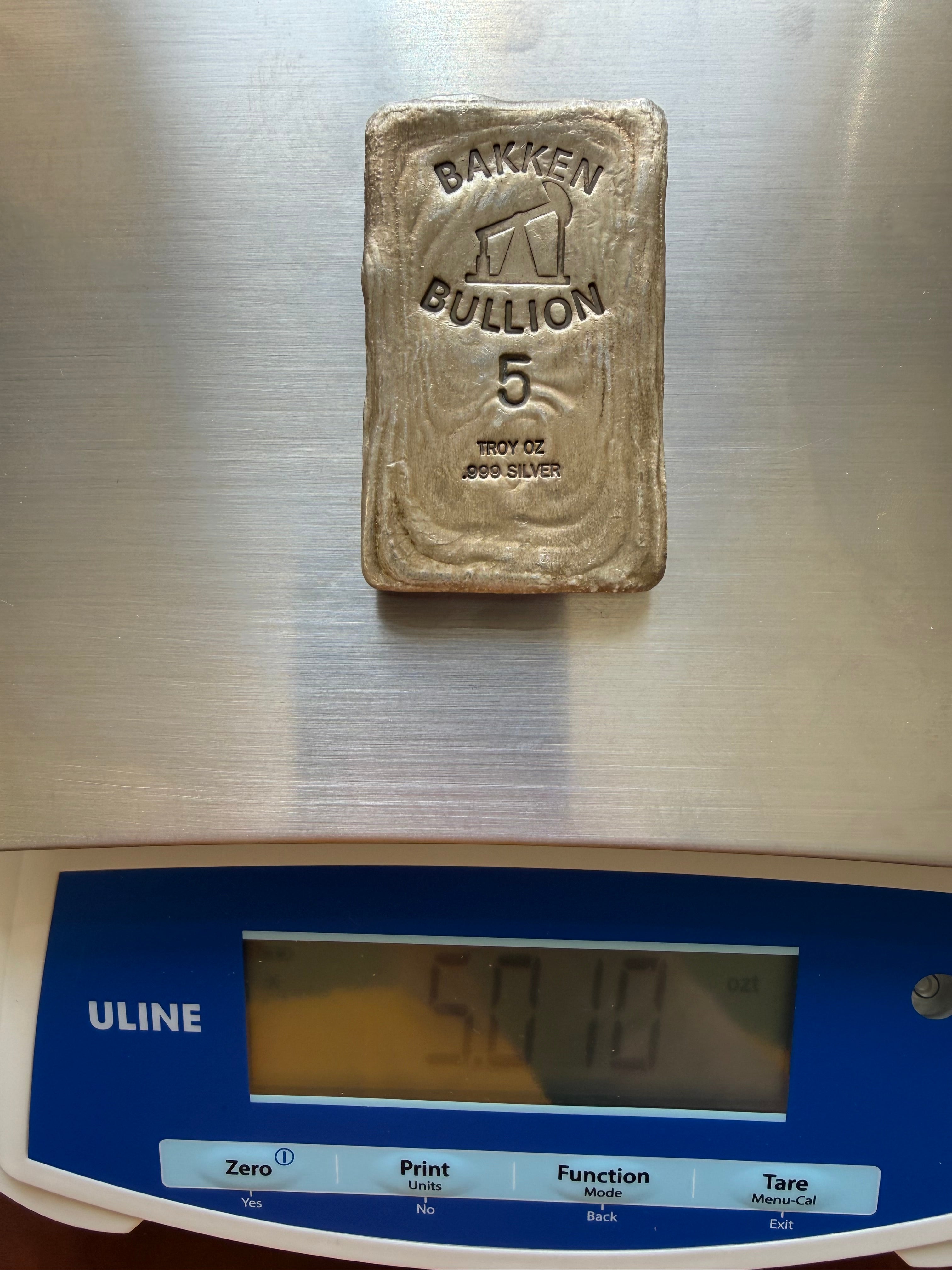 Bakken Bullion Silver Bar - 5ozt, Artisan, Hand Poured, Pumpjack logo