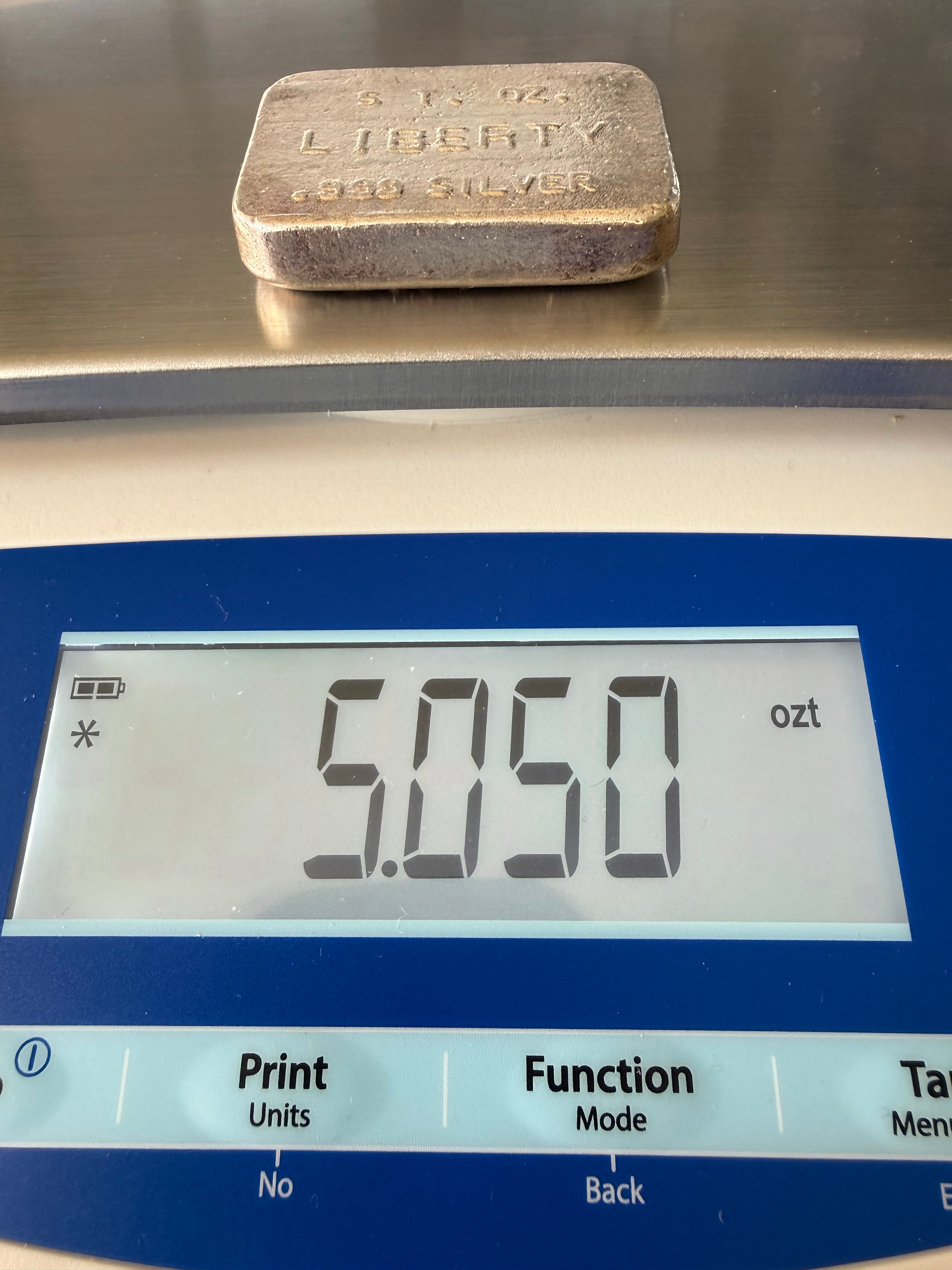 Liberty Mint - 5ozt, Vintage, Hand Poured, .999 Fine Silver Bar