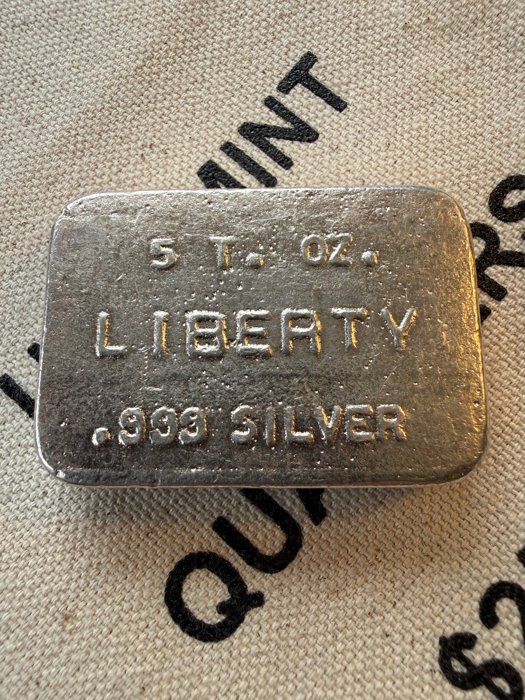 Liberty Mint - 5ozt, Vintage, Hand Poured, .999 Fine Silver Bar