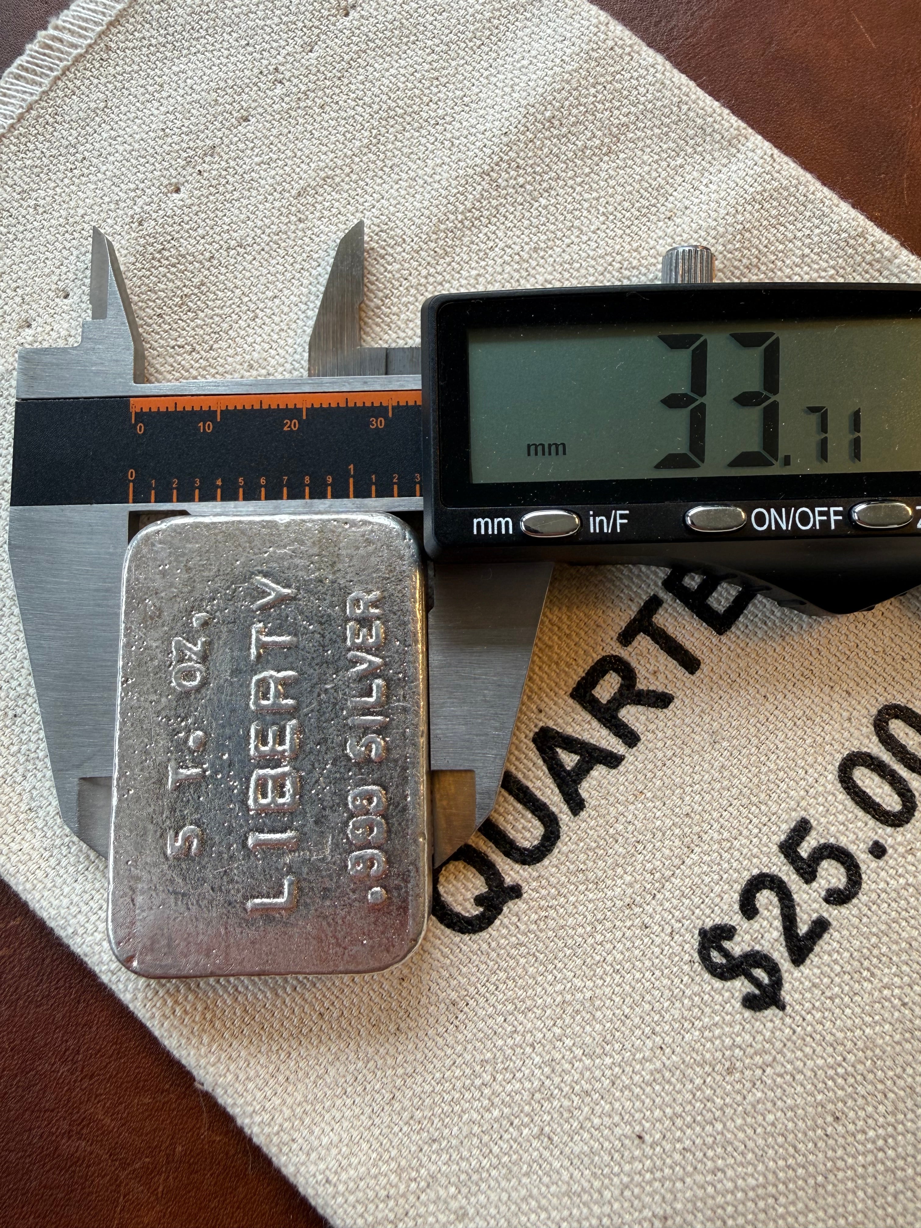 Liberty Mint - 5ozt, Vintage, Hand Poured, .999 Fine Silver Bar