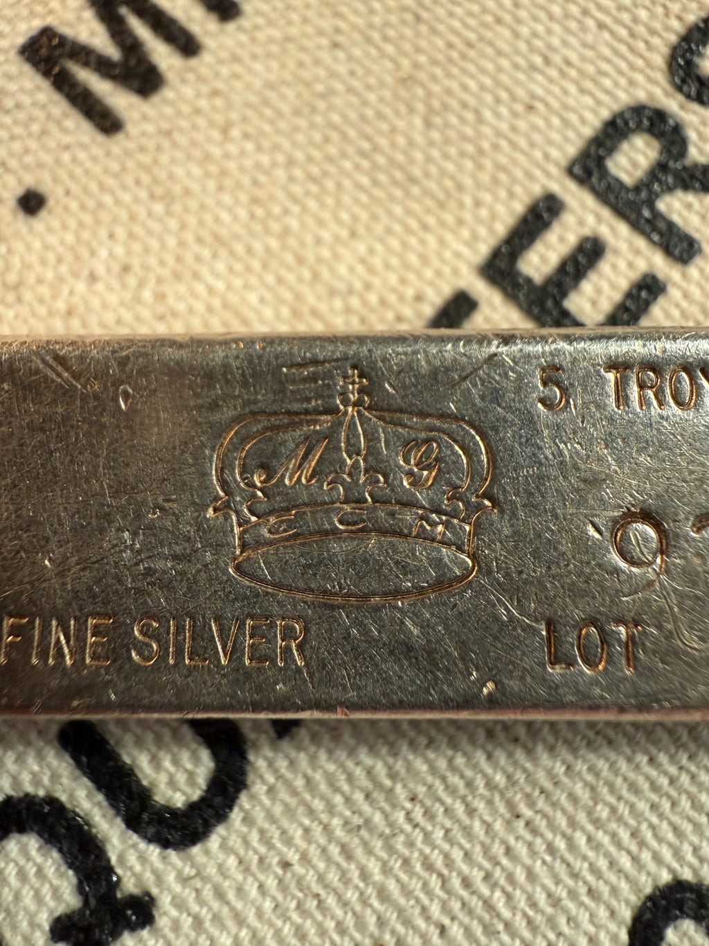 California Crown Mint (CCM) — 5 Troy Oz .999+ Fine Silver Hand-Poured Bar, Lot #930024