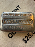 Engelhard 11th Series P-Bar - 10ozt, Vintage, 999+ Fine Silver, Pressed (Wide/Landscape) - Ser # P383737