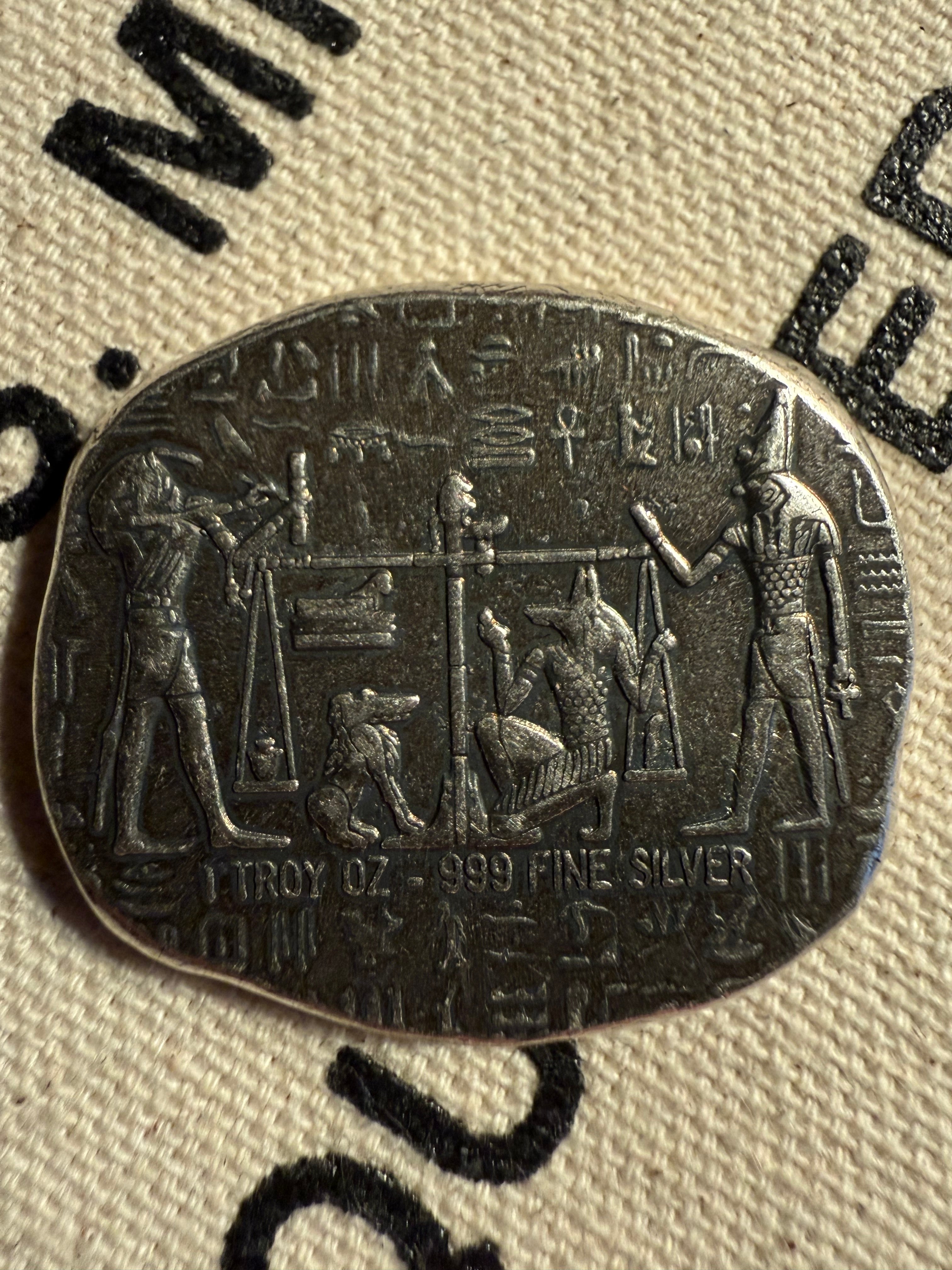 1 oz .999 Fine Silver Relic Artisan Bar — Old World Egyptian God