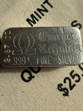 Omega Refining — 9.67ozt, Vintage, .999+ Fine Silver Hand-Poured Bar